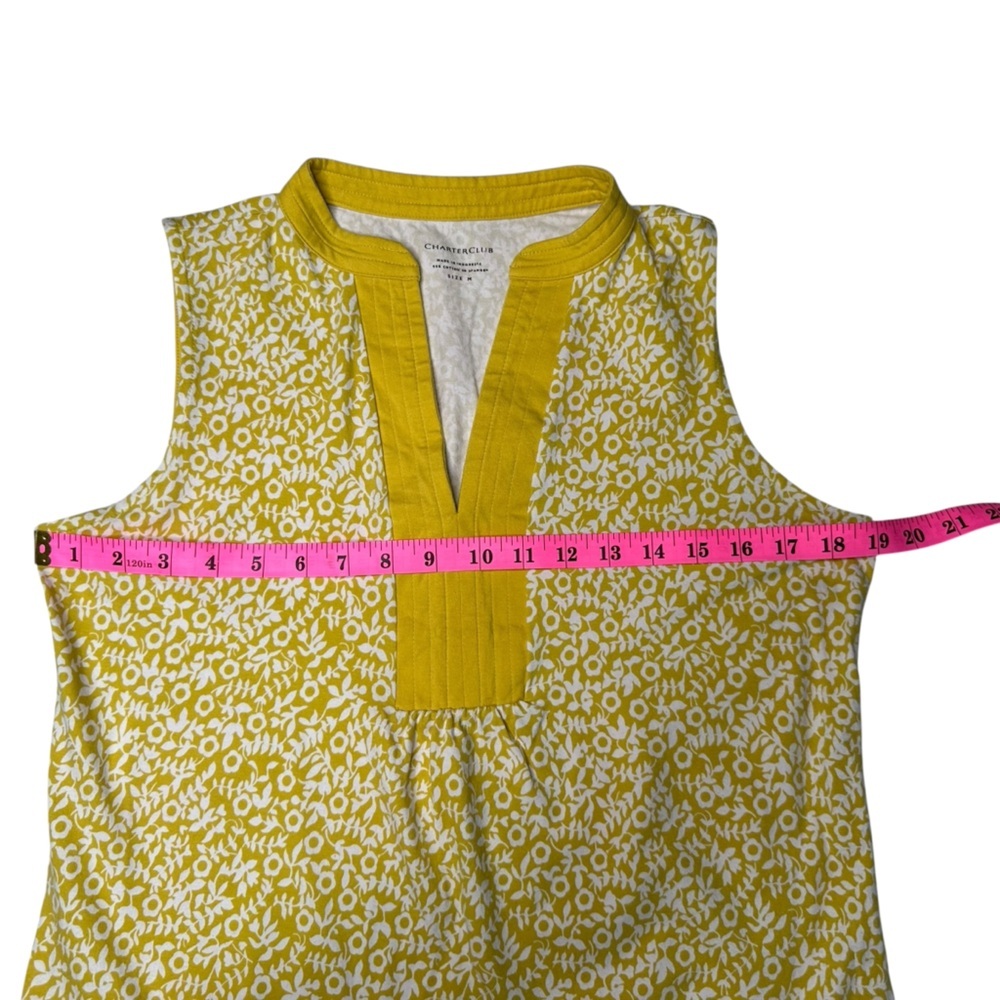 Charter Club Women's Yellow Floral Sleeveless Top Size M - Picture 3 of 6